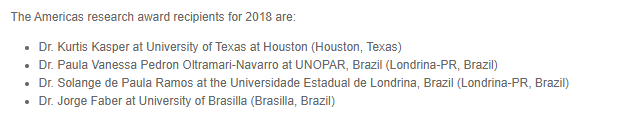 Prêmio concedido pela Align Technology em 2018, ao Projeto de Pesquisa de Mestrado.